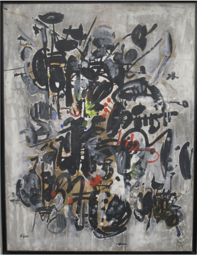 Jazz sériel gris, 1959, huile sur papier kraft marouflé sur toile, 257 x 194 cm