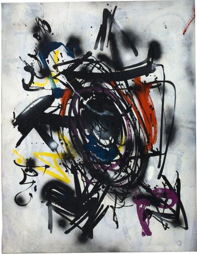 Série des flèches, 1959, huile et. glycéro-spray sur toile, 89 x 115 cm