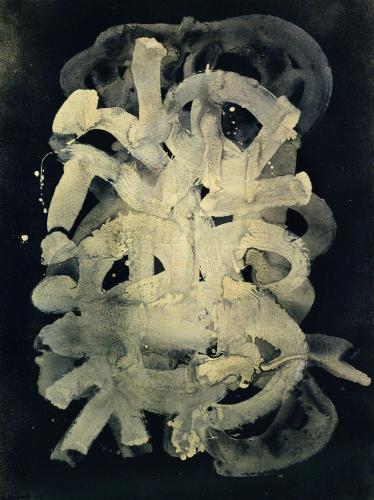 Hommage à Michaux, 1962, huile, encre, vinyle et glycéro-spray sur toile, 130 x 97 cm