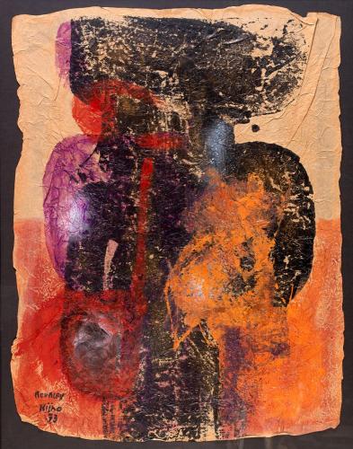 Icône froissée en hommage à la Trinité d'Andreï Roublev, 1973,encres, acrylique et glycéro-spray sur papier froissé, 106 x 81 cm