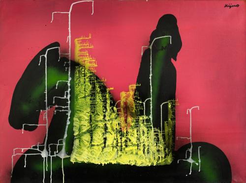 Cavalier éclaboussé, 1984, acrylique et glycéro-spray sur toile, 97 x 130 cm